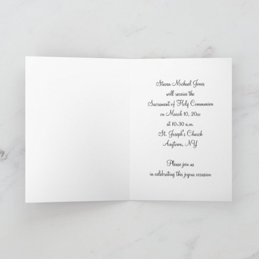 Invitation bleu communion (Intérieur)