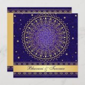 Invitation Bleu complexe, Rouleaux Or Étoiles Mariage Inviter (Devant / Derrière)