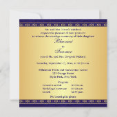Invitation Bleu complexe, Rouleaux Or Étoiles Mariage Inviter (Dos)