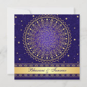 Invitation Bleu complexe, Rouleaux Or Étoiles Mariage Inviter (Devant)