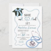 Invitation Bleu Coquette Infirmière Graduation (Devant)