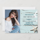 Invitation bleu coquillage étoile plage BAT MITZVAH photo (Devant)