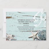 Invitation bleu coquillage étoile plage BAT MITZVAH photo (Dos)