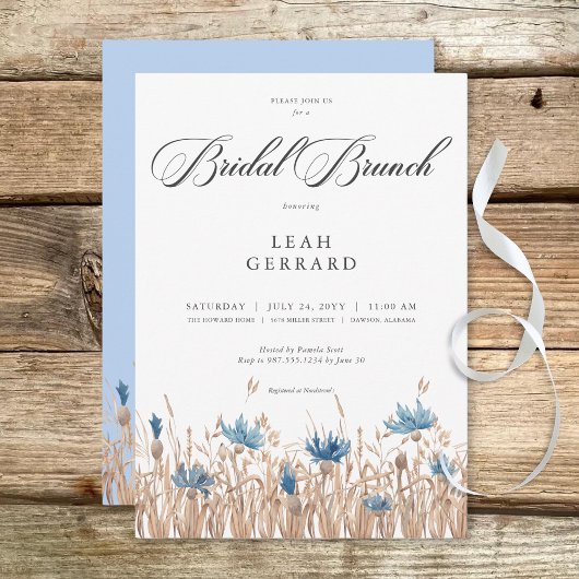 Invitation Bleu Cornflowers & Blé Field Bridal Brunch