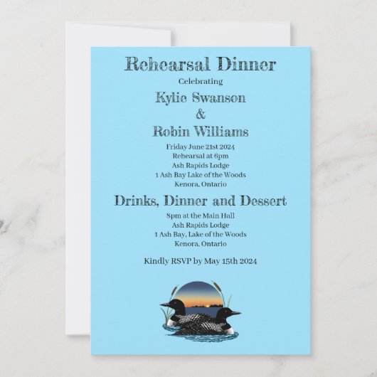 Invitation Bleu couché de soleil (Devant)