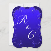 Invitation Bleu courbé Élégance Vintage Mariage (Dos)