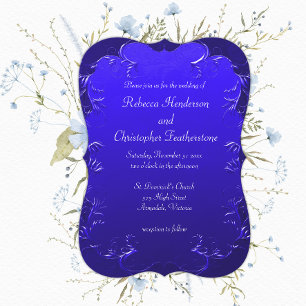 Invitation Bleu courbé Élégance Vintage Mariage