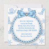 Invitation Bleu Cowboy Baby Boy Douche (Dos)