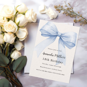 Invitation Bleu crème beige luxe anniversaire