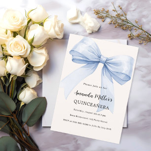 Invitation Bleu crème élégante Quinceanera
