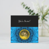 Invitation BLEU DAHLIA, TOPAZ, vert clair noir jaune (Debout devant)