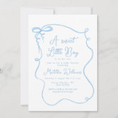 Invitation Bleu dainty bow ondulé bébé garçon douche (Devant)