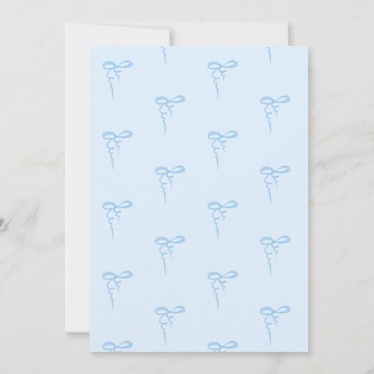 Invitation Bleu dainty bow ondulé bébé garçon douche (Dos)