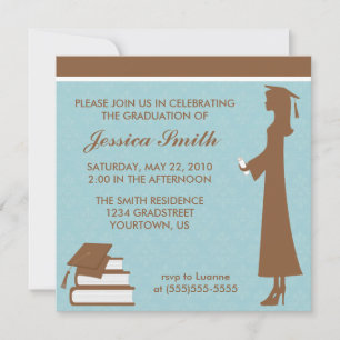 Invitation Bleu Damas Graduation