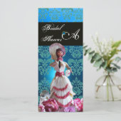 INVITATION BLEU DAMASK BEACH MARIAGE - MONOGRAM FÊTE DES MARI (Debout devant)
