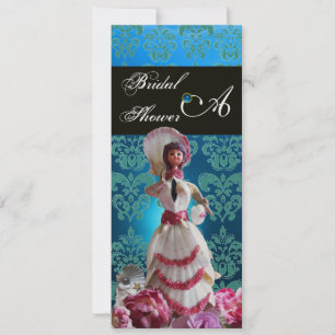 INVITATION BLEU DAMASK BEACH MARIAGE - MONOGRAM FÊTE DES MARI