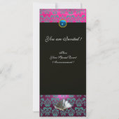 INVITATION BLEU DAMASK BEACH MARIAGE - MONOGRAM FÊTE DES MARI (Dos)