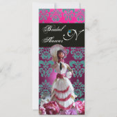 INVITATION BLEU DAMASK BEACH MARIAGE - MONOGRAM FÊTE DES MARI (Devant)