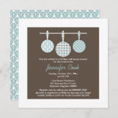 Invitation Bleu Damask Envoi de douche nuptiale (Devant / Derrière)