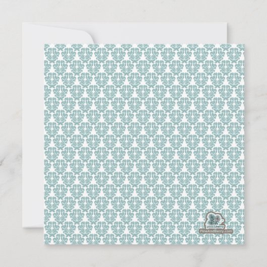 Invitation Bleu Damask Envoi de douche nuptiale (Dos)