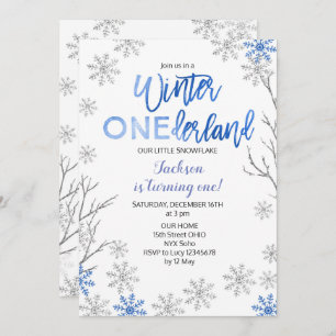 Invitation BLEU d'anniversaire de neige