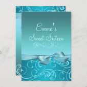 Invitation bleu d'anniversaire de remous et (Devant / Derrière)