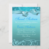 Invitation bleu d'anniversaire de remous et (Dos)