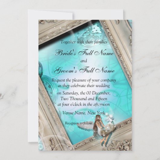 Invitation Bleu d'aqua mariage de Fairytale (Dos)
