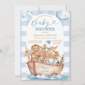 Invitation Bleu d'Arche En vichy Baby shower Boho de Cute Noa (Devant)