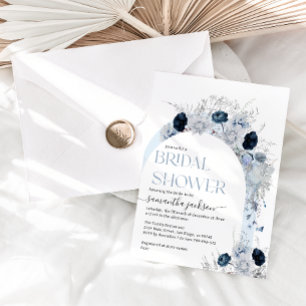 Invitation Bleu Dasty Fleur sauvage Boho Fête des mariées Flo
