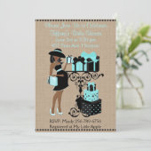 Invitation bleu de baby shower de noir d'Aqua de (Debout devant)