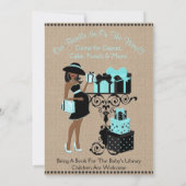 Invitation bleu de baby shower de noir d'Aqua de (Dos)