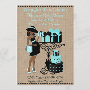 Invitation bleu de baby shower de noir d'Aqua de