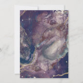 Invitation Bleu de baie aquarelle doré douche de mariée céles (Dos)