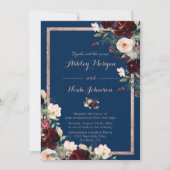 Invitation Bleu de Bourgogne moderne bleu marine bleu (Devant)