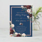 Invitation Bleu de Bourgogne moderne bleu marine bleu (Debout devant)