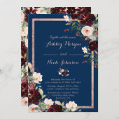 Invitation Bleu de Bourgogne moderne bleu marine bleu (Devant / Derrière)