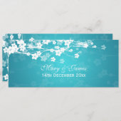 Invitation Bleu de cerisier de mariage élégant (Devant / Derrière)