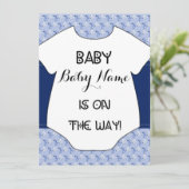 Invitation Bleu de combinaison de cigogne d'invitation de (Debout devant)