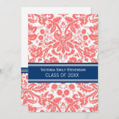 Invitation Bleu de corail d'invitation faite sur commande de (Devant / Derrière)