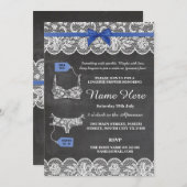 Invitation bleu de dentelle d'arc de partie (Devant / Derrière)