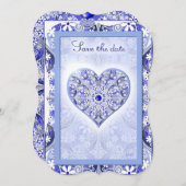 Invitation Bleu de dentelle en céramique de Grèce (Devant / Derrière)