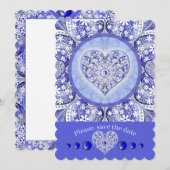 Invitation Bleu de dentelle en céramique de Grèce (Devant / Derrière)