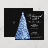 Invitation Bleu de dîner de répétition de mariage de Noël (Devant / Derrière)