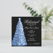 Invitation Bleu de dîner de répétition de mariage de Noël (Debout devant)