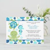 Invitation Bleu de │ d'invitations de baby shower de mer de (Debout devant)