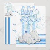 Invitation Bleu de douche de bébé (Devant / Derrière)