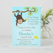 Invitation bleu de fête d'anniversaire de garçons (Debout devant)