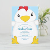 Invitation Bleu de fête d'anniversaire de poulet (Debout devant)