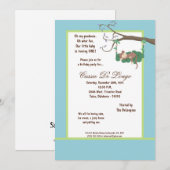 invitation bleu de fête d'anniversaire du singe (Devant / Derrière)